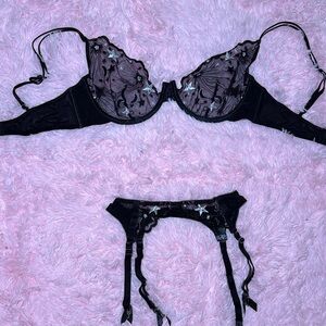 ASOS Black Bra with Silver Star Details